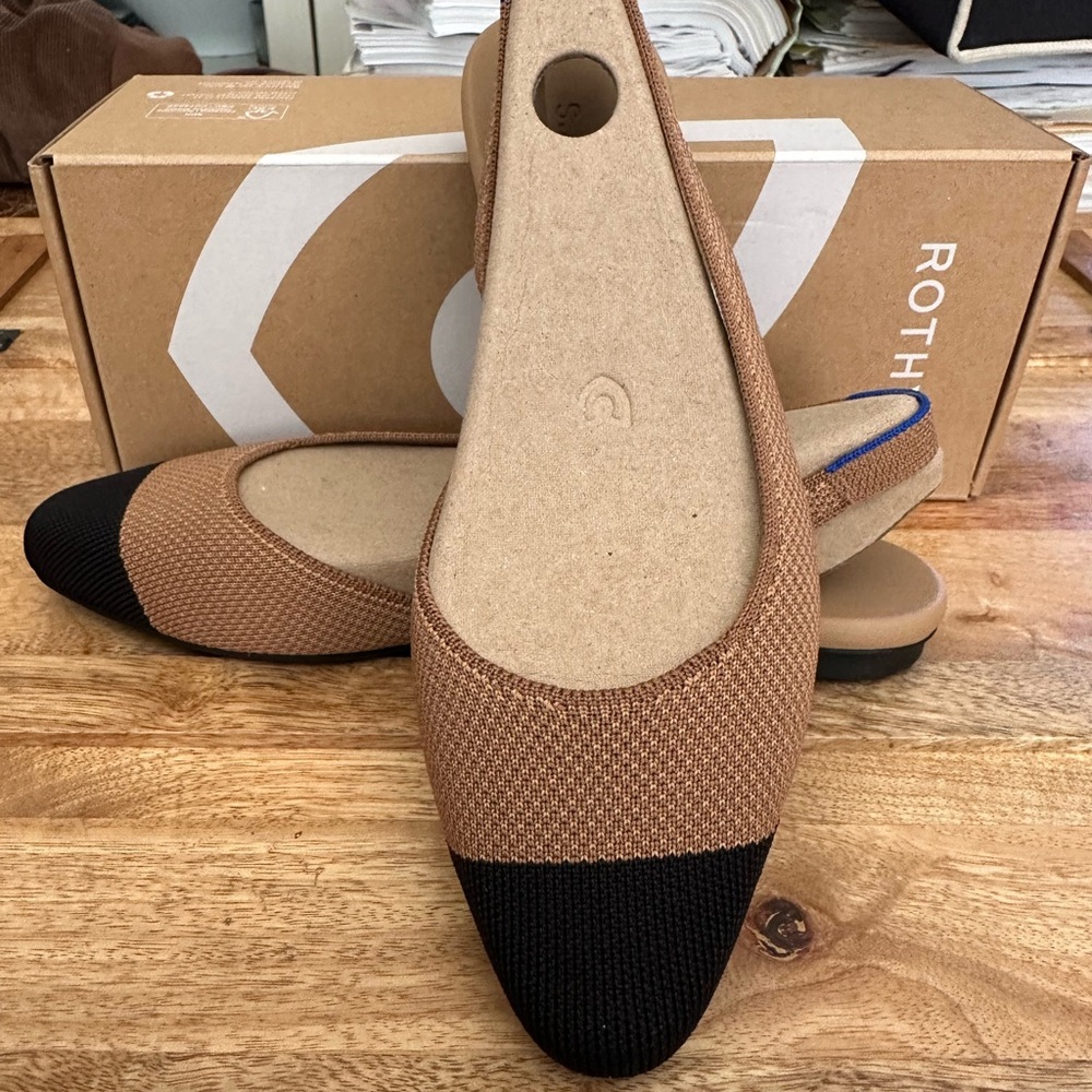 Rothy's Brown and Black Pointed Toe Flats - Picture 6 of 10